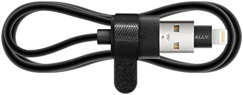 Macally [Apple MFI Заверена] Молња да го USB Кабелот со Метежот Бесплатен Кабелски Менаџмент - 3 Стапки - Црна