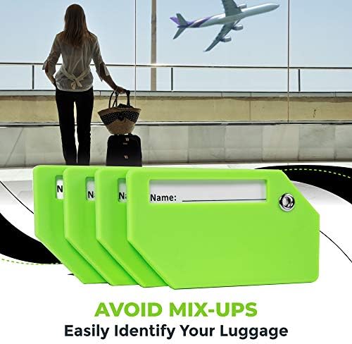 Untethered Багаж Ознака Set | 4 Пакет Флексибилни & Светла Силикони Багаж Ознаки за Travel & Suitcases. Вклучува Име Картички со