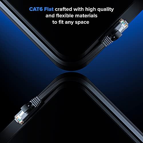 Мачка 6 Етернет Кабел 3 фт, Рамни Жица, (10 Парчиња) Црна, Cat6 Кабел, Тенка Ethernet Кабелот, Интернет Мрежата Patch Кабел