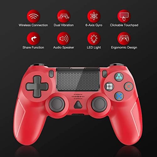 Y-Тим Безжичен Контролер за PS4, 1000mAh Контролер за PS4 Игра Gamepad Далечински Џојстик со Двојна Вибрации, Жиро, Touchpad, Џек