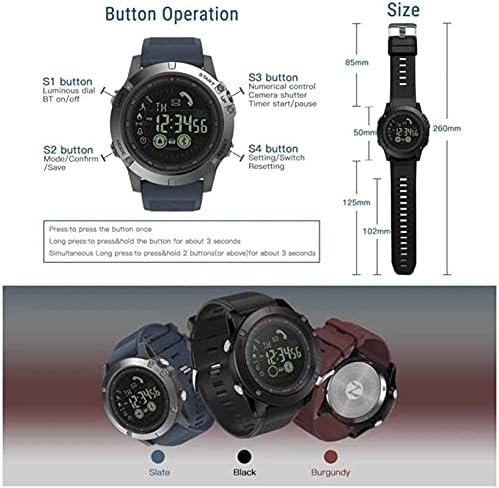 Спортски Smartwatch 33 Месеци Времето на Мирување 24 ЧАСА Следење на Smart Watch за iOS и Андроид (Боја : Црна) (Боја : Сина)