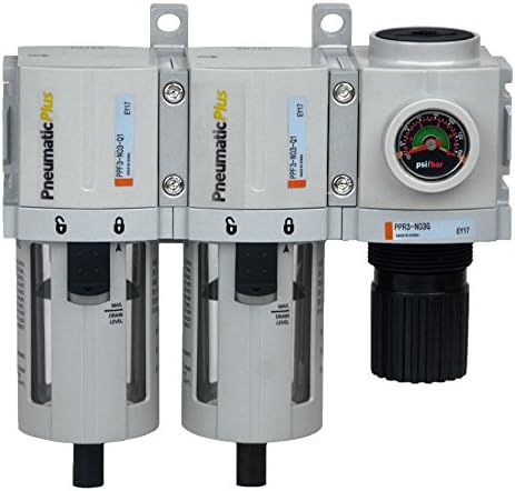 PneumaticPlus PPC3C-N03G 3 Фаза Воздух и Сушење Систем - Particulate Филтер за Воздух, Coalescing Филтер & Воздух Регулатор на Притисок