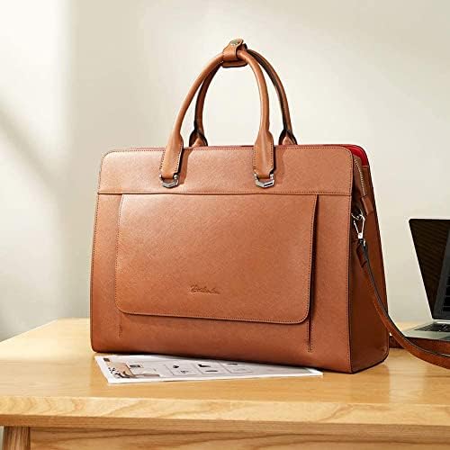 BOSTANTEN Лаптоп Торба за Жените 15.6 инчен Кожа Briefcase и Компјутерски Торба Бизнис Чанта Голем Капацитет Дами Рамо Кеси