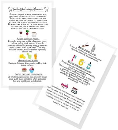 Професионално Белење на Заби Aftercare Инструкции Картички | Пакет од 50 | Двојно Двострано Големина 2x3.5 инчен Бизнис Картичка