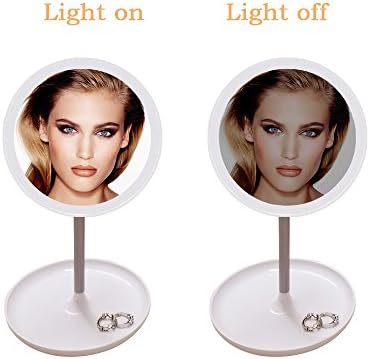 Шминка Огледало со LED Светло Свитлива Компактен Патување Огледало со Накит Додаток Фах Суета Огледало USB Приклучок Вклучени