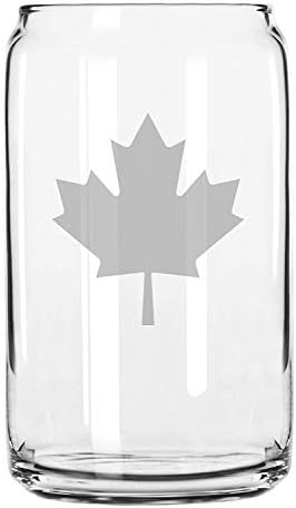 Канадскиот Гордост Maple Leaf Рачно Изработени Гравирани Стаклени Може 16 оз