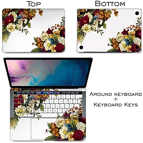Lex Altern Винил Кожата Компатибилен со MacBook Air 13 инчен Mac Pro 16 Ретината 15 12 2020 2018 2019 Симпатична Peony Стилски Ботанички