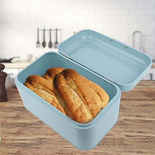 Леб Кутија за Кујната Countertop, Херметички Ретро Метал Леб за Отпадоци, 12 x 7.9 x 6.3 инчи(Сина)