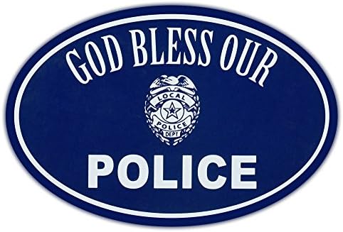Луди Налепница Човек Овална Магнет - Бог да ја Благослови Нашата Полиција - Поддршка на Нашата Полиција, Шерифот Оддел, Полицајци,