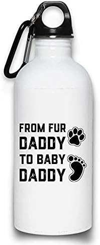 Од Крзно Татко На Бебето Татко на Бременоста Соопштение Шише за Вода со Навој врвот Капак Смешни Куче Тато Бремени Открие | Бела