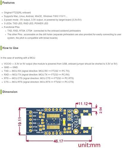 Waveshare FT232 USB UART Board (Мини) FT232R FT232RL да RS232 TTL Сериски Модул за Полнење Поддржува Mac, Linux, Android, Трепне,