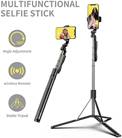 Selfie Стап Tripod, Сите во Еден Продолжи Телефон Tripod Стои со Bluetooth Далечински 360° Ротација за iPhone и Android Телефон Selfies,