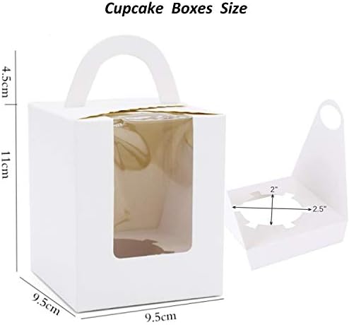 Еден Cupcake Кутии, 30 Преносни компјутери Индивидуални Cupcake Контејнери Носители, Кифла Подарок Cupcake Кутија со Прозорец се