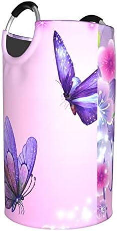 Виолетова Пеперутка Перење Кошница Водоотпорен Големи Перење Попречува Складирање Бин Организатор Кошеви За Облека,Играчки,Детска