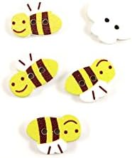 10 КОМПЈУТЕРИ за Шиење Поими Материјали сврзувачки елементи Копчиња се Шие На 04036 Жолта Кафена Пчела Дрвени Облека Декорација рачно