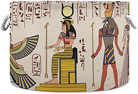 ALAZA Египетскиот Hieroglyphic Ретро Големи Складирање Перење Кошница со Рачки за Ќебе Играчки Крпи Расадник Забавува Бин 20 x 20
