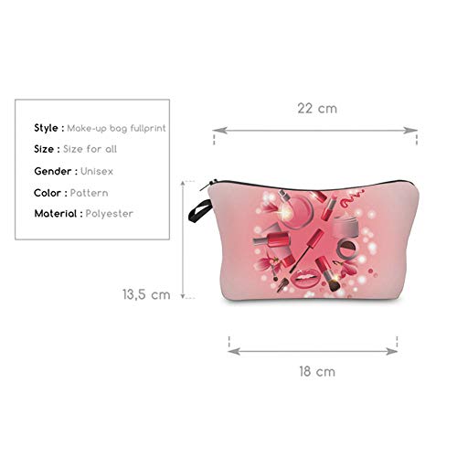Козметички Торба Шминка 3D Печатење Полиестер Розова Патент WomenTravel Организатор