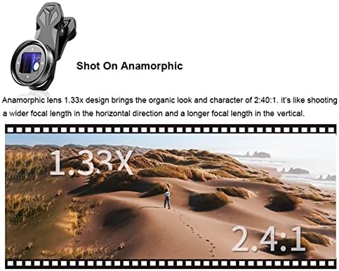 Homyl Мобилни Anamorphic Леќа 1.33 X Деформација Widescreen Кино Телефон Леќа, 4K HD Видео, висока Репродукција на боите