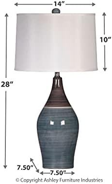 Потпис Дизајн од страна на Ashley Niobe Глазирани Керамички Табела Светилка, Сет од 2, 28, различно обоени & Сива