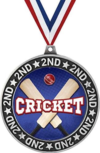 Крикет Второто Место Медали, 2 3/4 Сребрена Крикет Трофеј Медал Награда Премиер