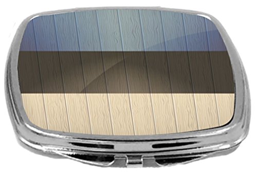 Rikki Витез Компактно Огледало на Потресени Дрво Дизајн, Естонија Знаме, 3 Унца