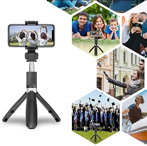 Selfie Стап, HILZO Selfie Стап Tripod со Монтажни Bluetooth Далечински управувач, Компактна и со можност да биде продолжен, Преносни