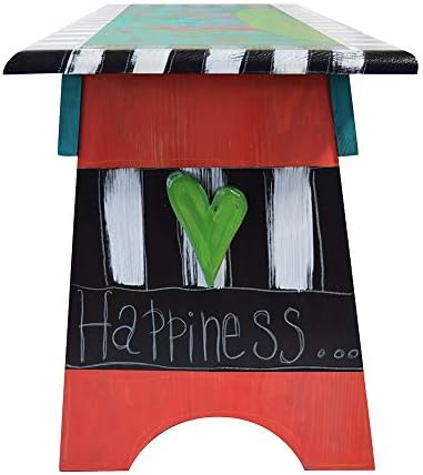 Среќен Дом Американски Направени Рака-Насликани Теал Дрво Клупата, 35 Инчи