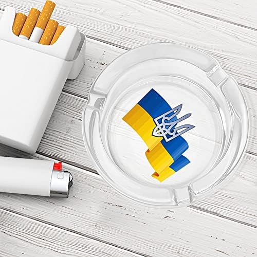 Украински Знаме И Хром Грб Круг Стакло ashtray исклучителна десктоп декорација сопствени мали преносни ashtray