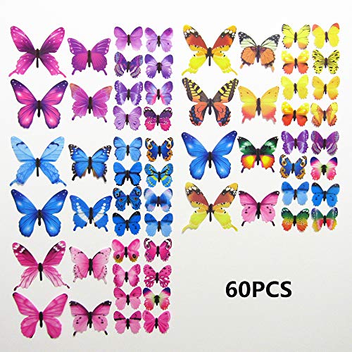 60PCS Пеперутка Ѕид Decals - 3D Пеперутки Оркестарот за Ѕид Отстранлив Mural Налепници Дома Декорација Детска Соба Спална соба Оркестарот
