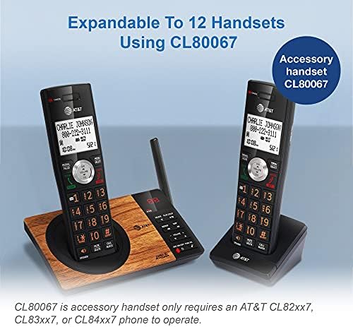 AT&T CL80067 Додаток за мобилен Телефон за CL82x07, CL82x57, CL82x67, CL83x07, CL84x07 Серија Cordless Телефон за Почетниот со забрана