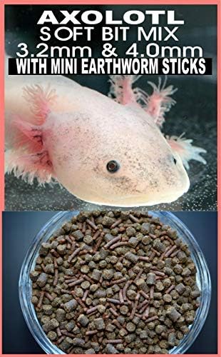 AQUATICBLENDEDFOODS ABF Гастрономски Axolotl Мека Храна Пелети се Меша 3.2 mm & 4.0 mm & Мини Earthworm Стапови - ABF103 Топлина
