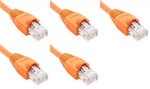 Ултра Spec Кабли Пакет на 5 - Портокалова 1FT Cat6 Ethernet Мрежен Кабел LAN Интернет Печ Кабелот RJ45 Gigabit