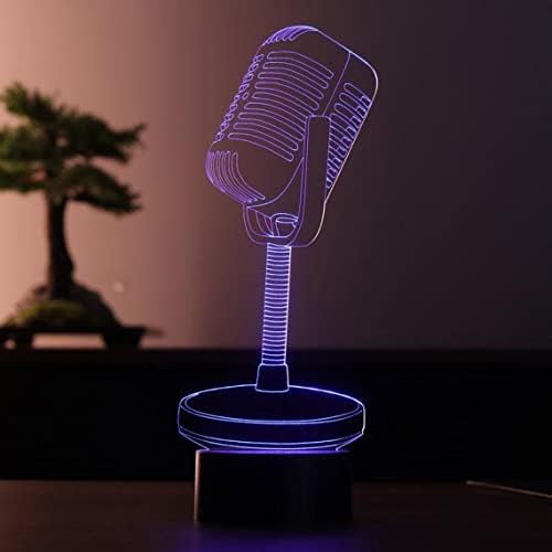 Микрофон 3D Илузија Ноќ Светлина Акрилик Светлина 3D Уметност Bitcoin LED Светло Бои Менување на Спалната соба на Ноќ Светлина Подароци