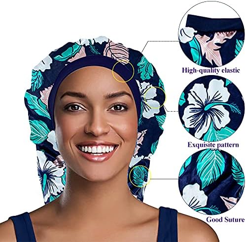 2 парчиња Долги Сатен Хаубата Спиење Капа Голема Плетенки Bonnets & Hairband за Жени