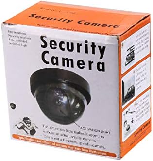 uxcell Лажни Безбедносни Камера Лажна Купола видео надзор со Црвени LED Трепка Предупредување Сигнализација Светлина за Дома Отворено Внатрешна Црна 4pcs