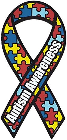 Магнетни Браник Налепница - Аутизам Свест (Парчиња Мозаик, со Аутизам) - Лента во Облик на Поддршка Магнет - 4 x 8
