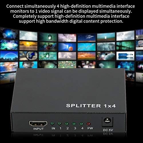 Dilwe HDMI Splitter 1: 4 Од, V1.4 3D 4K 1080p Напојува HDMI ™ Video Splitter, 4 Портен Хаб Repeater Засилувач Switcher
