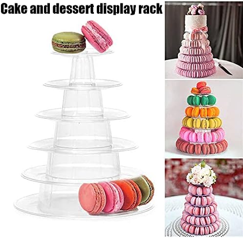Macaron Екранот Стојат Пластични Мултифункционален 6 Слоеви на Торта Кула Фах Решетката за Свадба, Роденден Торта Декорирање Алатки