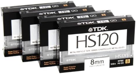 8мм Метални Честички Касета Лента TDK HS120 120 Минута Празно видео камера 4 Пакет Hi8 и Дигитални 8 Компатибилен