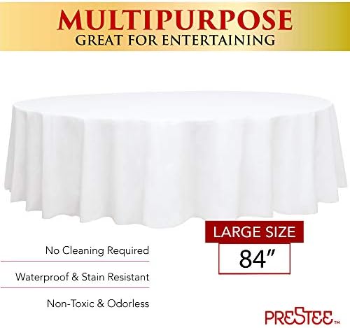 4 Бела Премиум Круг Пластични Tablecloth - 84 Пластична Маса Крпа | за Еднократна употреба Tablecloths | Бела Tablecloths | Пластична