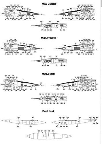 Decal за Stencils за МИГ-25 Додатоци за Воени Скала 1/48 Foxbot 48-038 - Модел Комплет