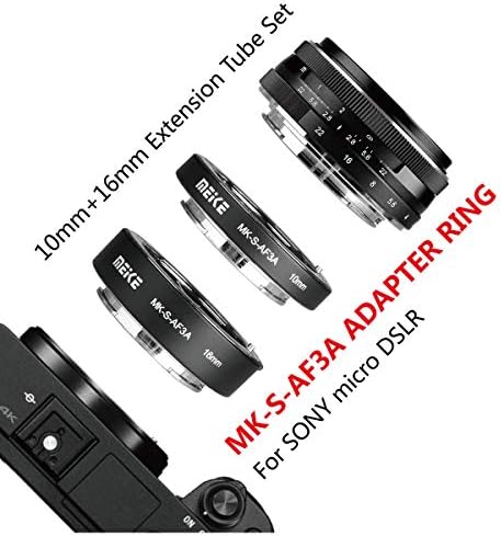 MEIKE МК-S-AF3A Метал Авто Фокус Макро Продолжување Цевка Адаптер Прстен (10мм+16mm) за Sony Mirrorless E-Планината FE-Планината
