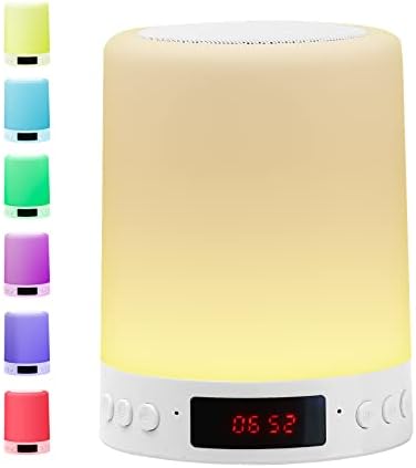 Bluetooth Звучник Ноќ Светлата Преносни Аларм Ноќни Ламби Допир Контрола RGB Multicolor Менување на Led Светилки за во Спалната соба MicroSD/ПОМОШЕН/MP3 Плеер