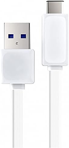 Брз Енергија Рамна USB-C Кабел Компатибилен со LG G6 со USB 3.0 Гигабитни Брзини и Брзо Полнење Компатибилен! (Бел 3.3ft1M)