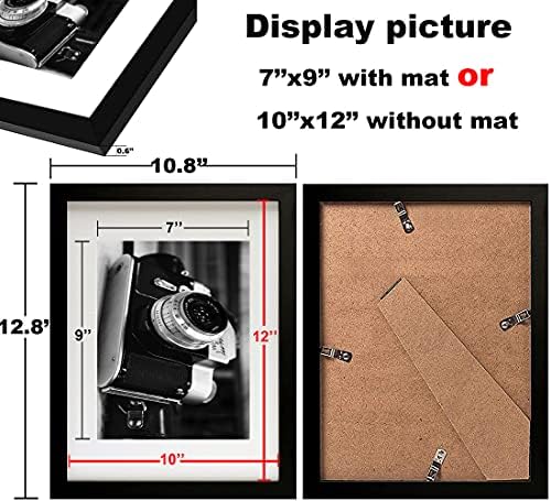 LUOFU 10x12 Слика Рамки Сет од 2,Црна Слика Рамка 10x12,Прикажување на Слики 7x9 со Мат или 10x12 без Мат,Мулти Фото Рамки Колаж