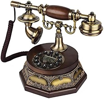 ALISALQ Гроздобер Антички Стил Ротари Dial Копчето Биро телефонски Телефонски Home Office Телефон во Собата