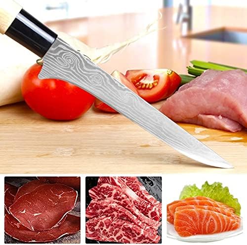 Boning Нож, Нож за Boning Месо Ласерски Дамаск Риба Filleting Нож од Нерѓосувачки Челик Кујнски Нож за Овошје и Зеленчук Месар Нож
