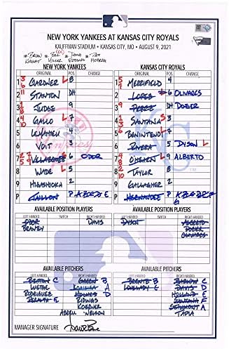 New York Yankees Игра-се Користи Постава Картичка наспроти Канзас Сити Royals на август 9, 2021 - MLB Игра се Користи Постава Картички