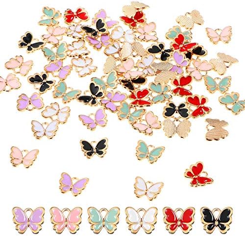 60 Парчиња Глеѓ Пеперутка Шарм Хривнија Pendant Шарм за Накит Одлуки DIY Нараквица, Избрани Боја