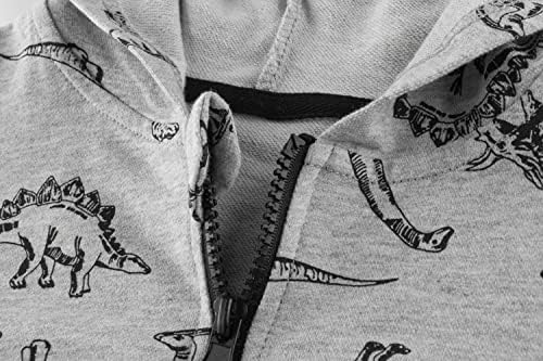 AQEACARMON Бебе Момче Јакна Цртан филм Диносаурус Животинско Патент Маскирани Sweatshirt